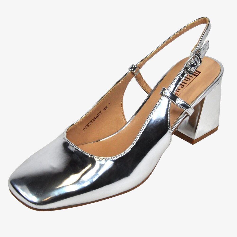 IDIFU Block Heel Pumps, Silver, 7